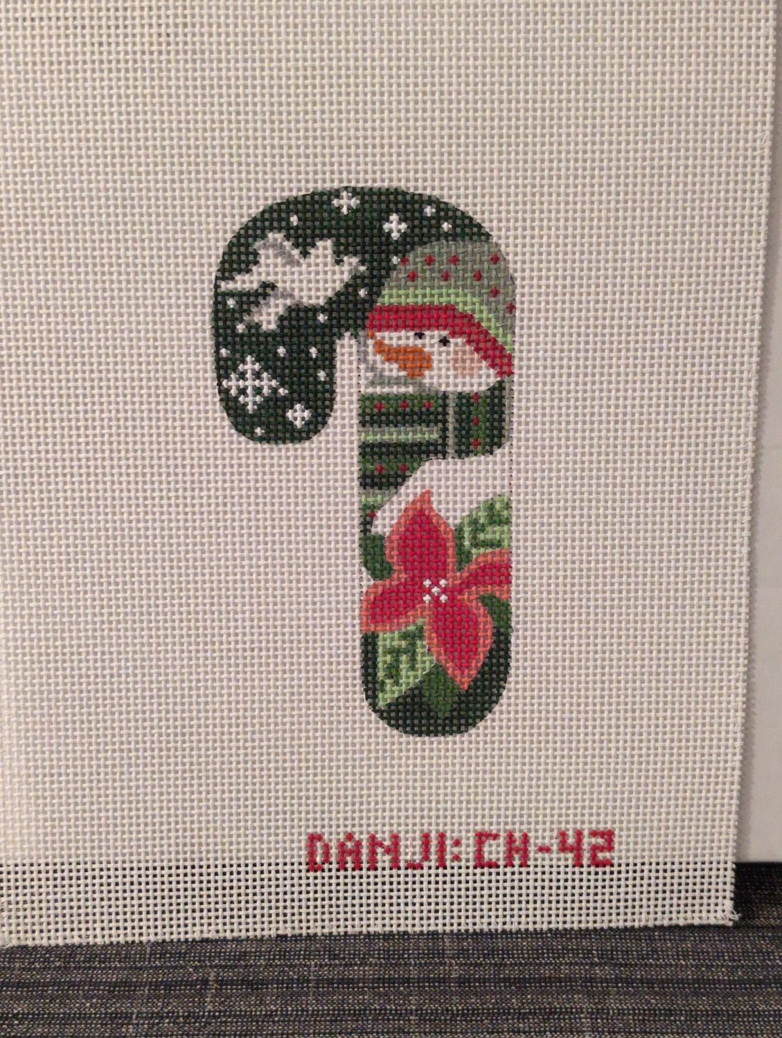 Poinsettia Hat Snowman Candy Cane on 13M