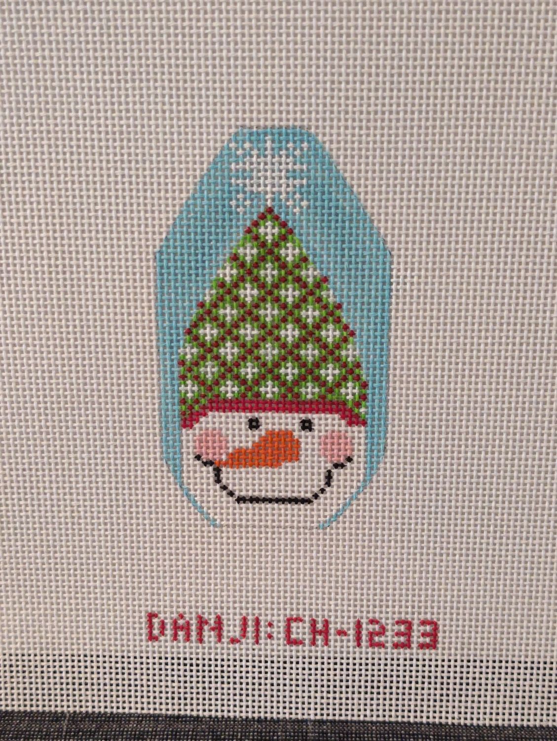 Snowman Ornament - Hat with Snowflakes
