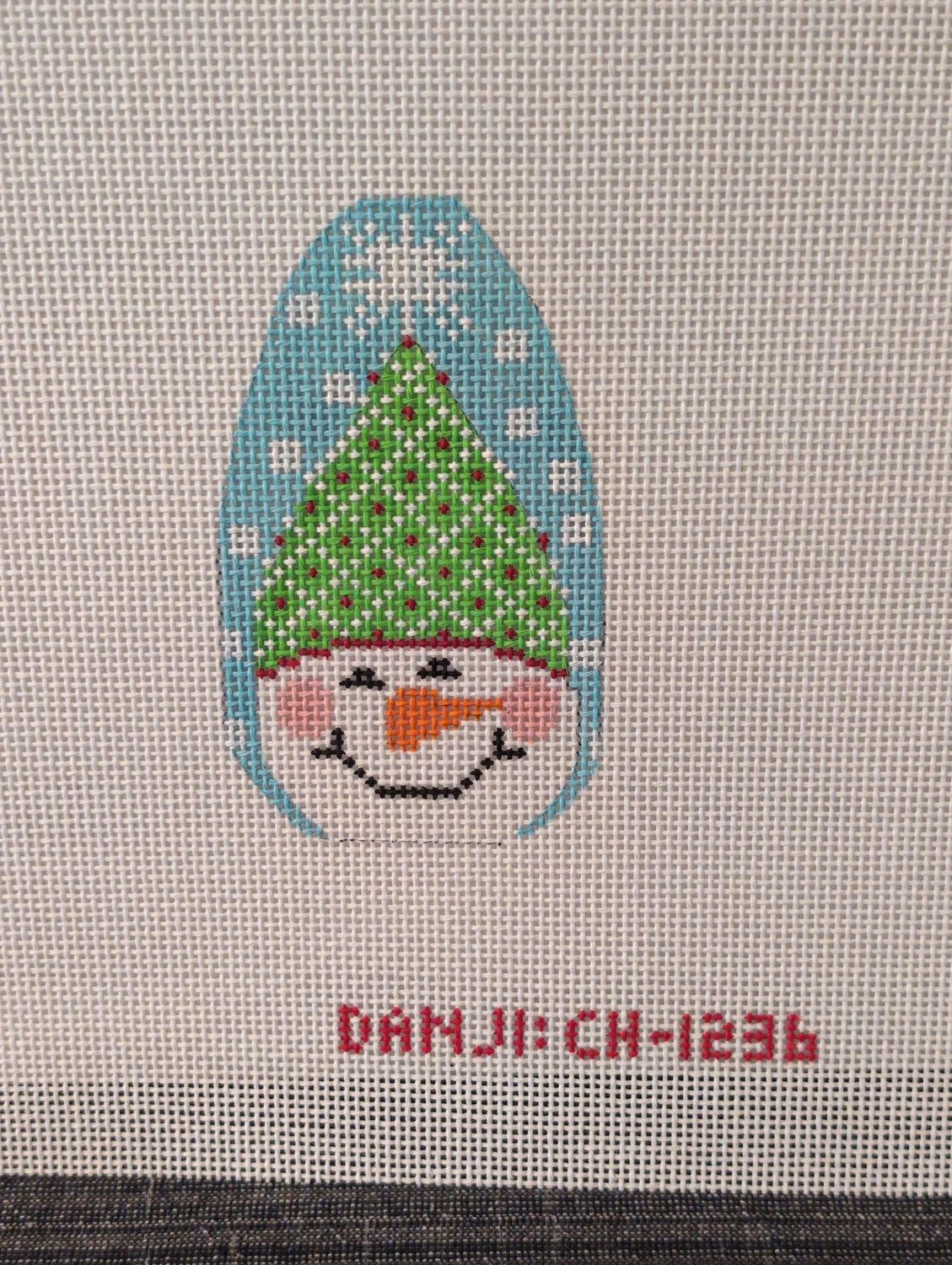 Snowman Ornament - Hat with Diamonds