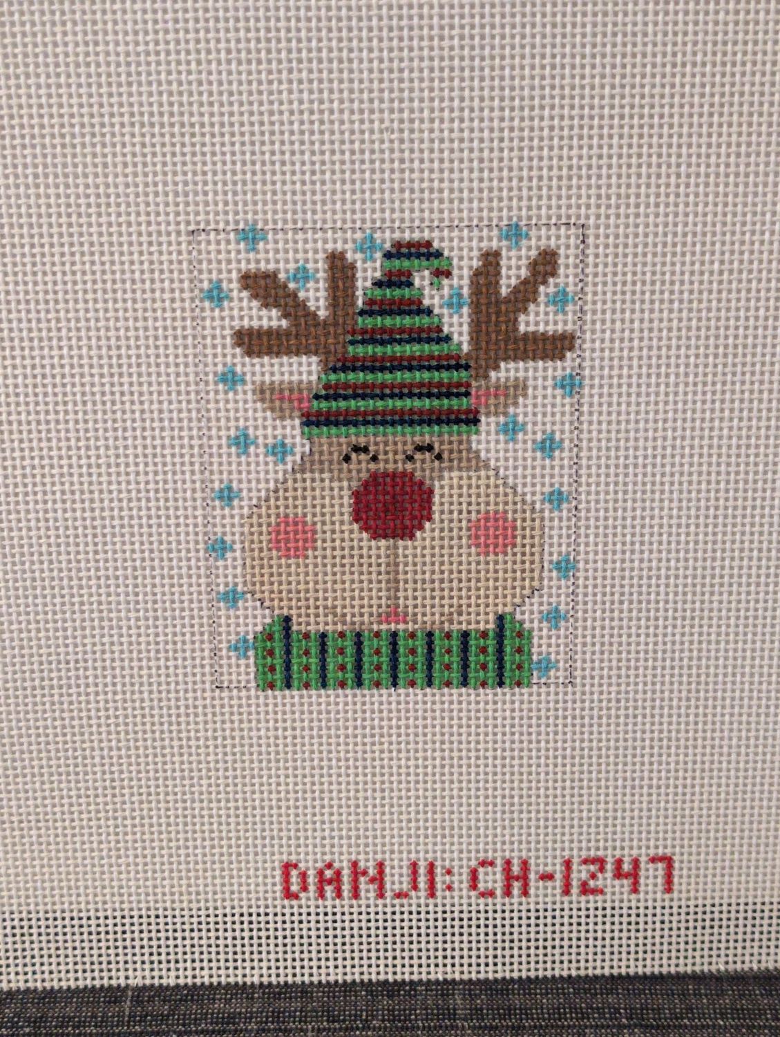 Reindeer Ornament - Striped Hat