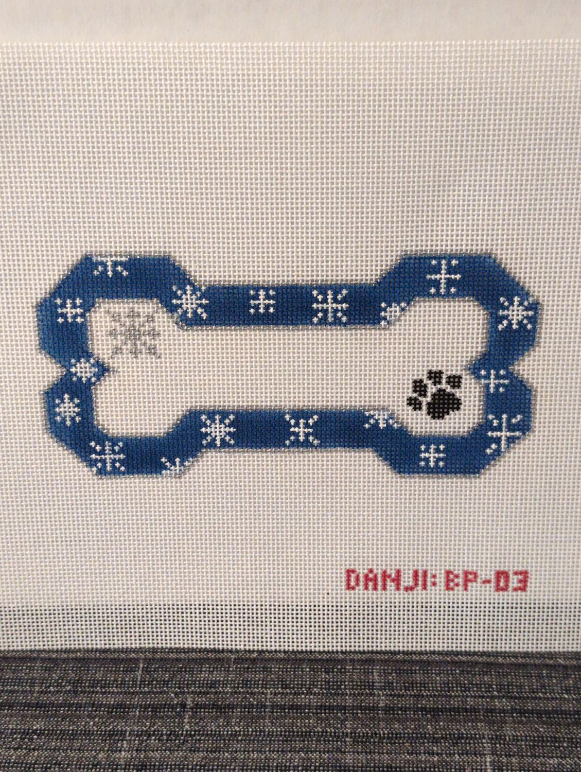 Blue Snow Flake Bone Ornament
