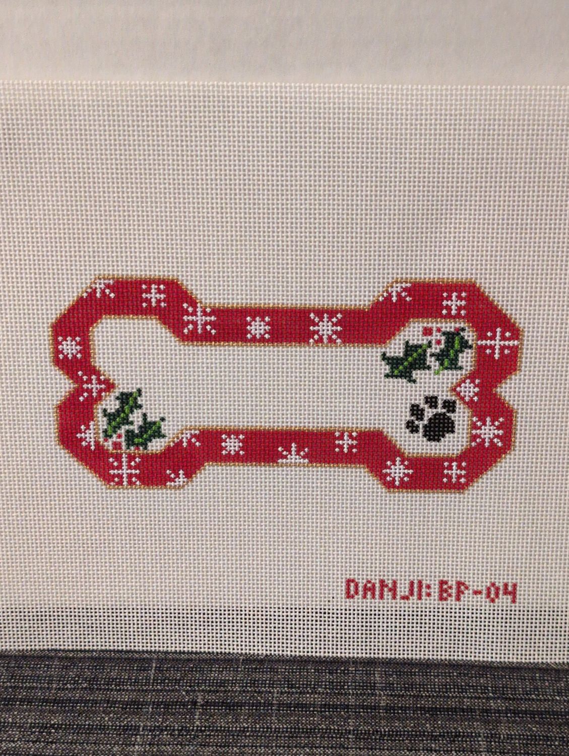 Red Snow Flake Bone Ornament