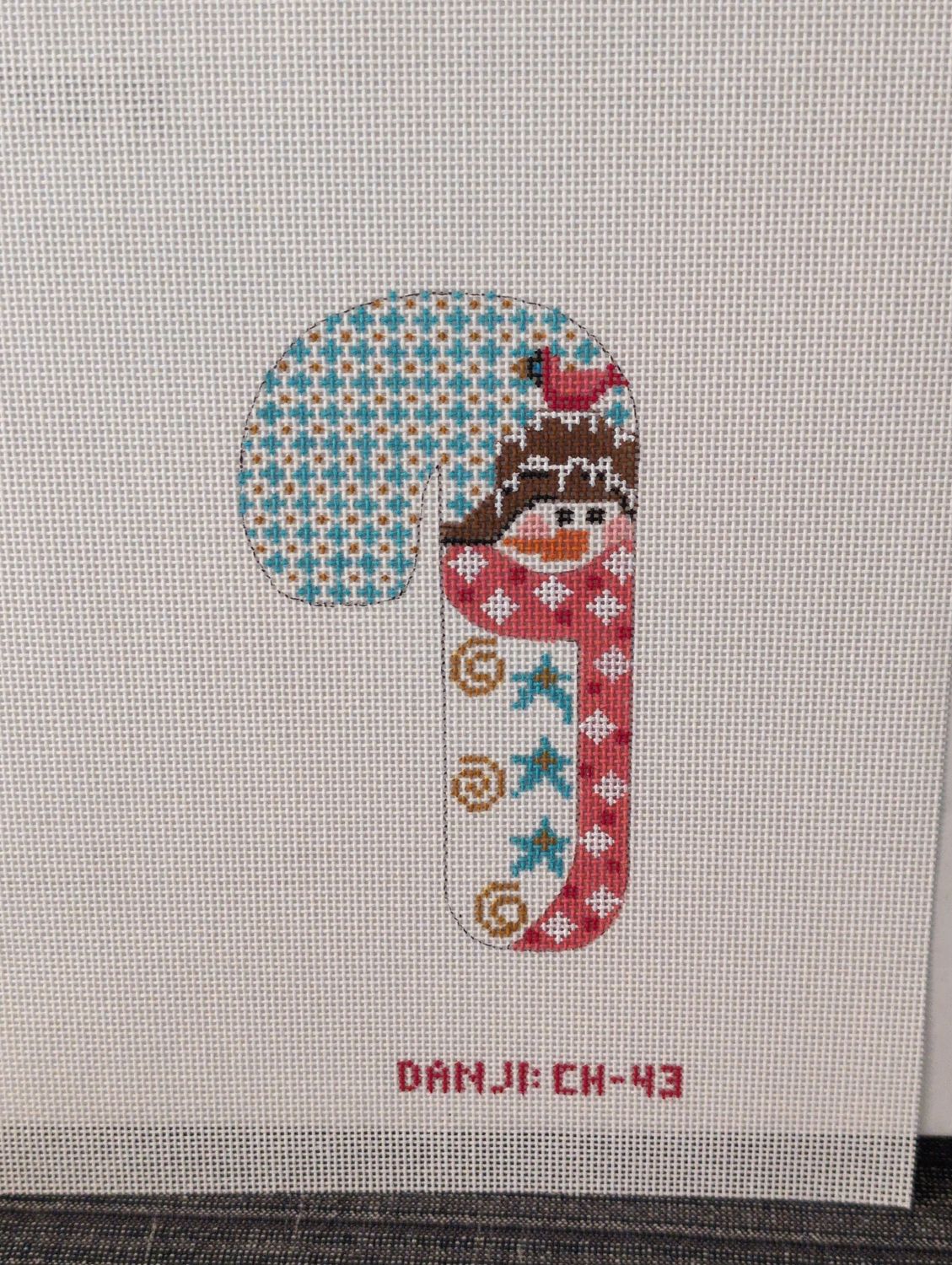 Cardinal Snowman Candy Cane