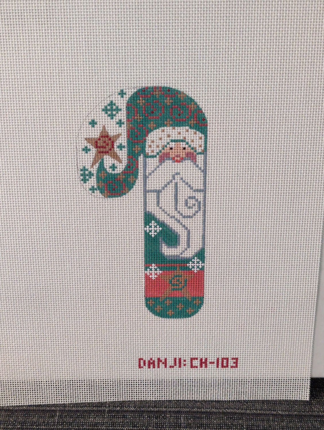 Gold and Teal Santa Candy Cane