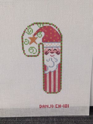 Checkered Santa Candy Cane