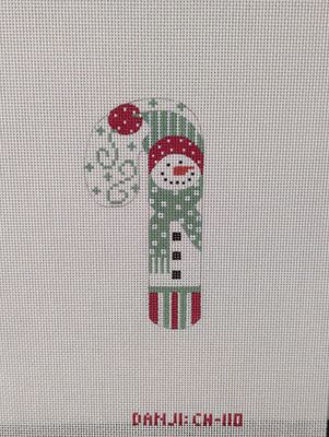 Red Pom Pom Snowman Candy Cane