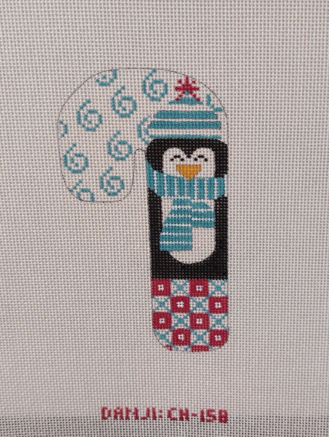 Blue Scarf Penguin Candy Cane