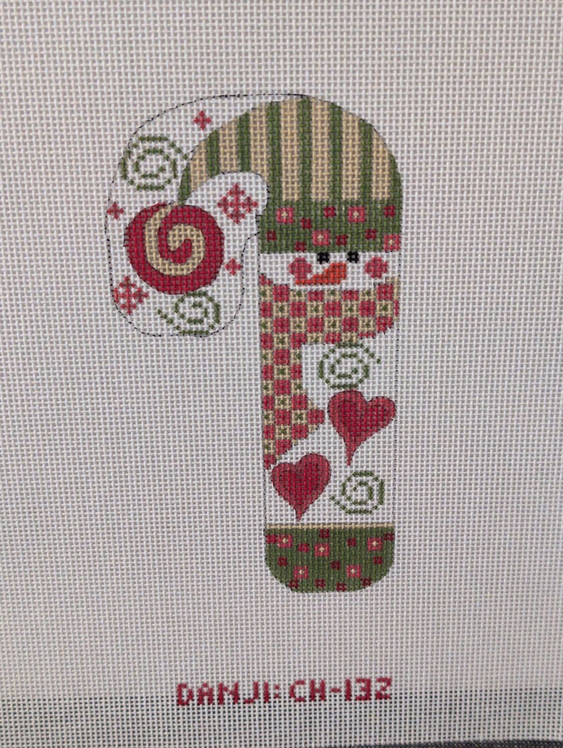 Two Hearts Snowman Candy Cane