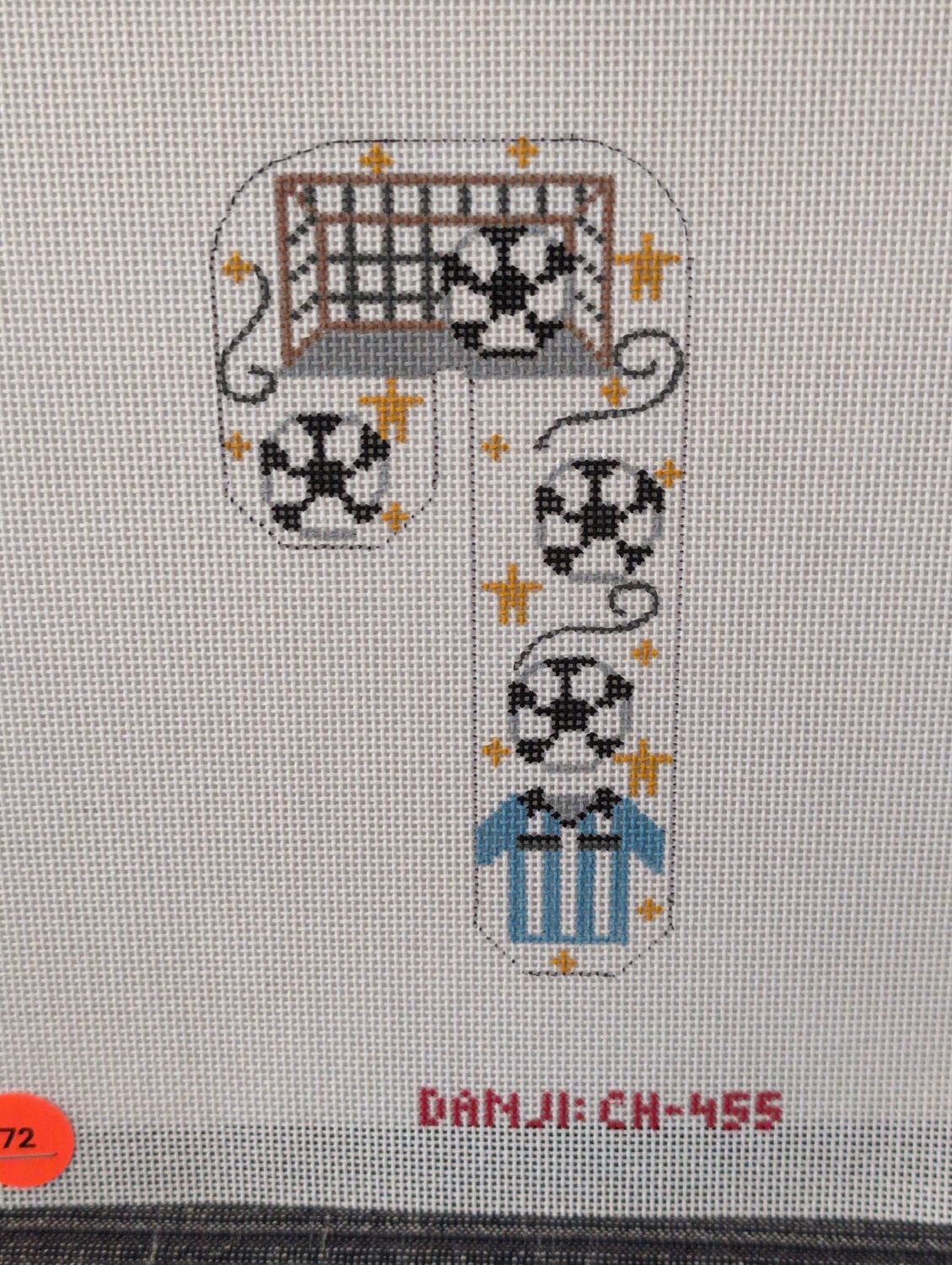 Soccer Candy Cane - stitchguide available
