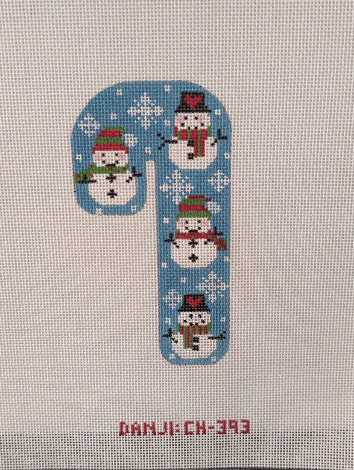 Blue Snowman Candy Cane