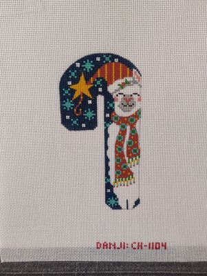 Dark Blue Llama Candy Cane