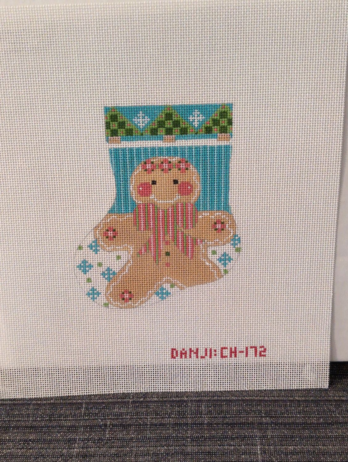 Gingerbread Girl Mini Stocking - stitchguide available