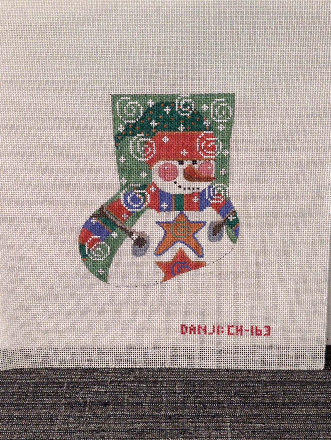 Star Snowman Mini Stocking - stitchguide available