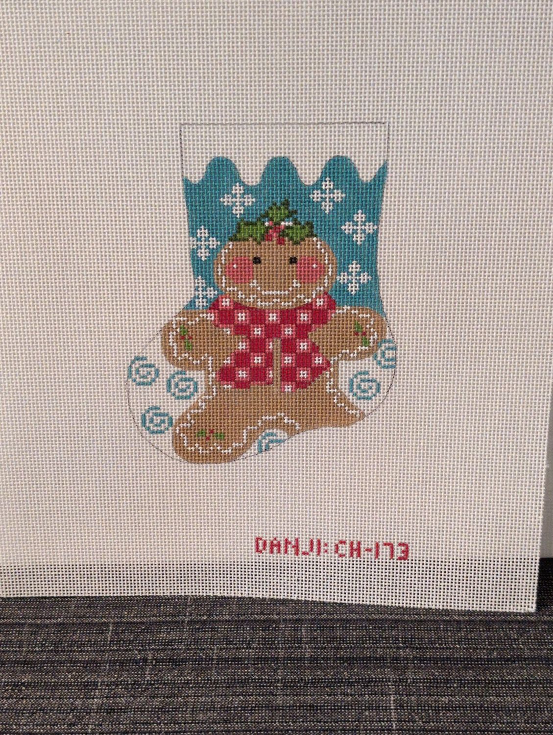 Gingerbread Boy Mini Stocking - stitchguide available
