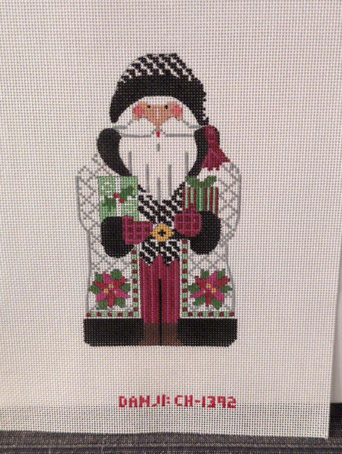Father Christmas - White with Poinsettias
