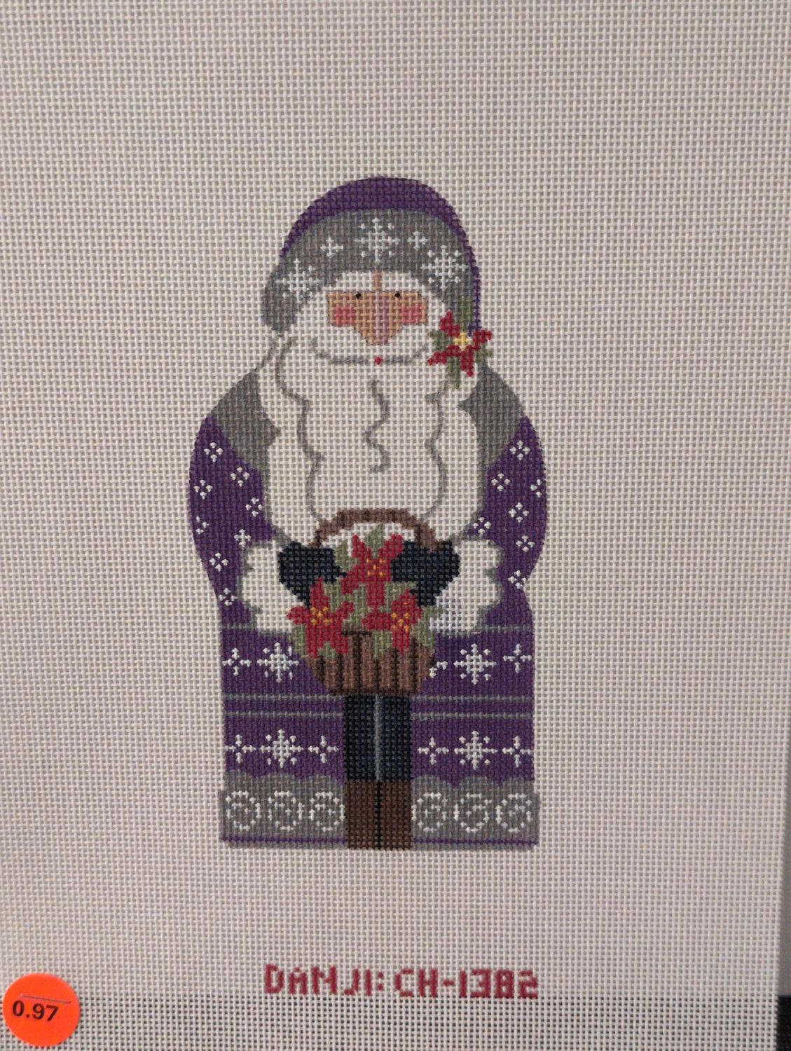 Father Christmas - Purple holding Poinsettias