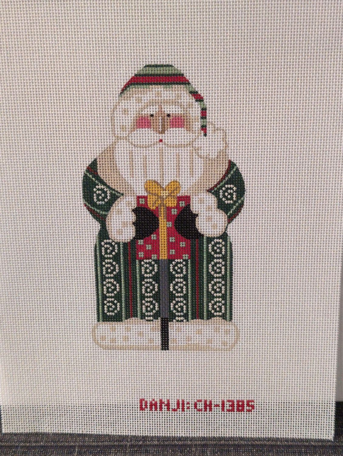 Father Christmas - Green holding Present