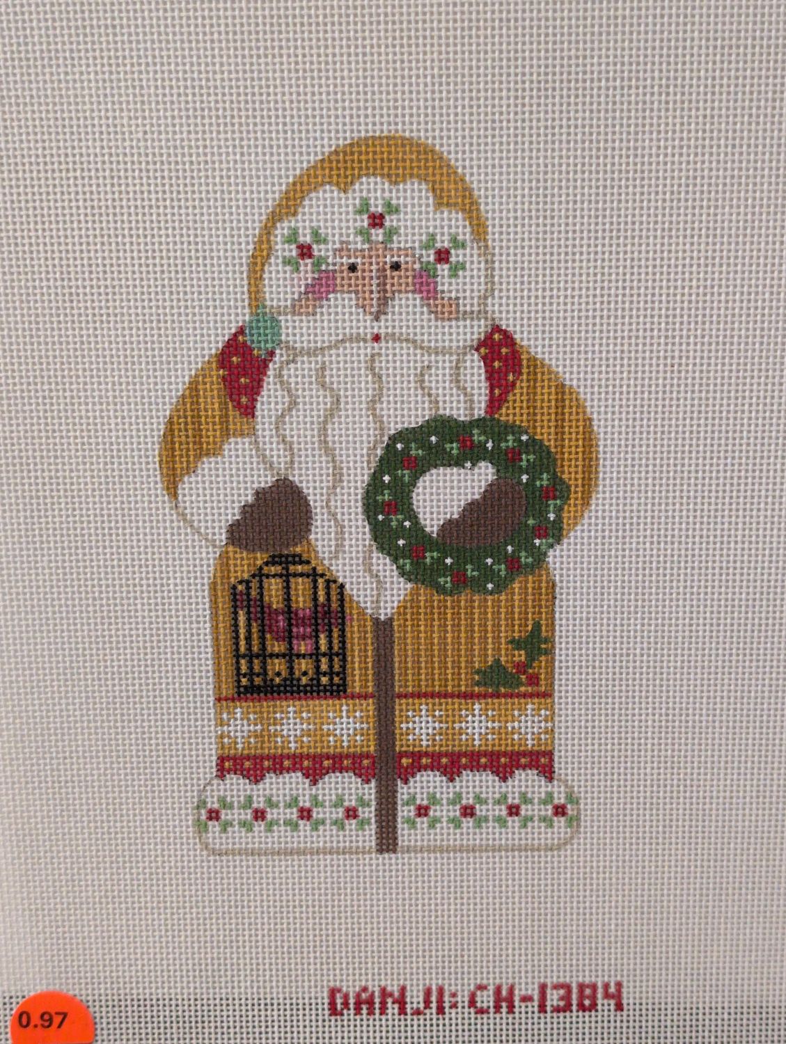 Father Christmas - Yellow holding Wreath
