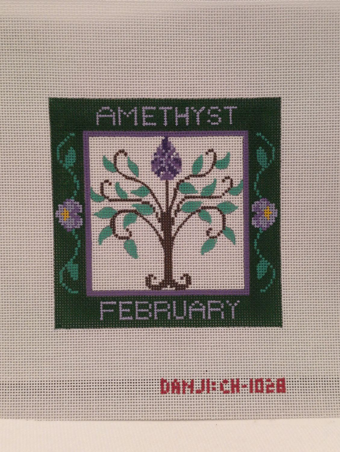 February Birthstone Floral Square