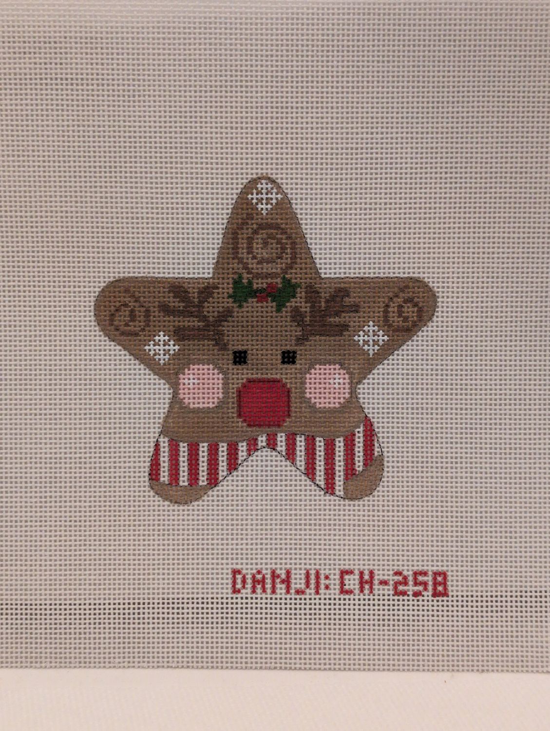 Red Striped Reindeer Star - stitchguide available
