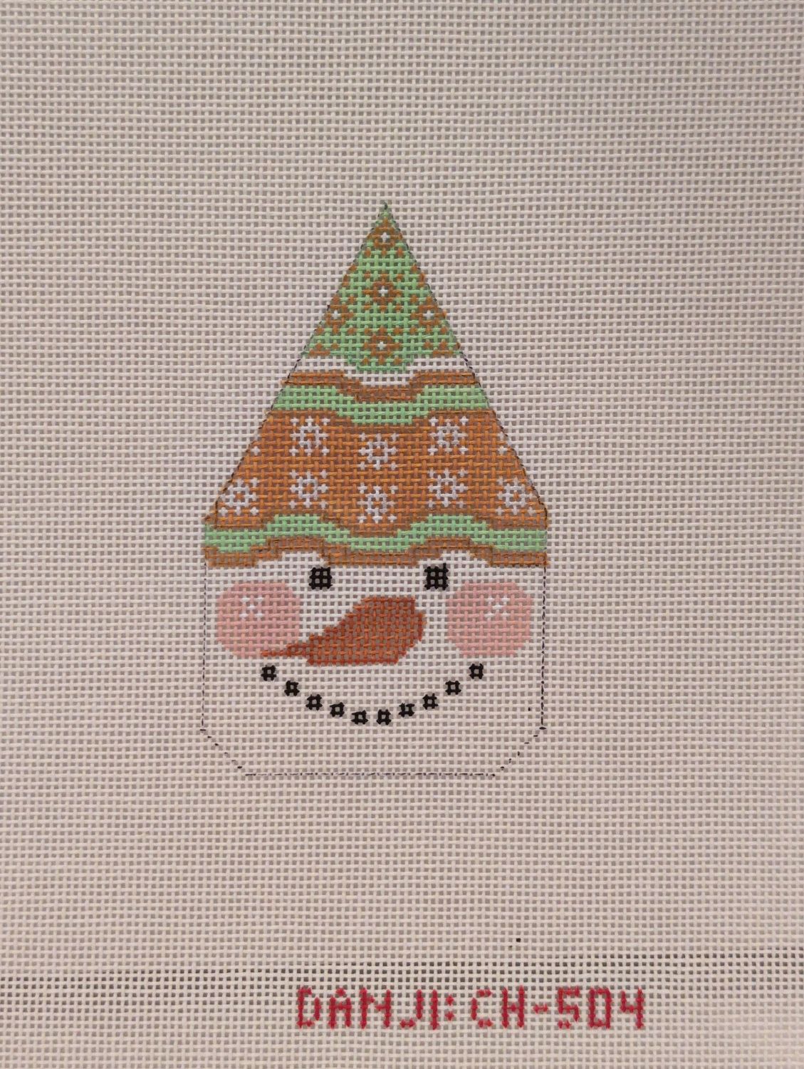 Snowman Face - Peach/Green Hat