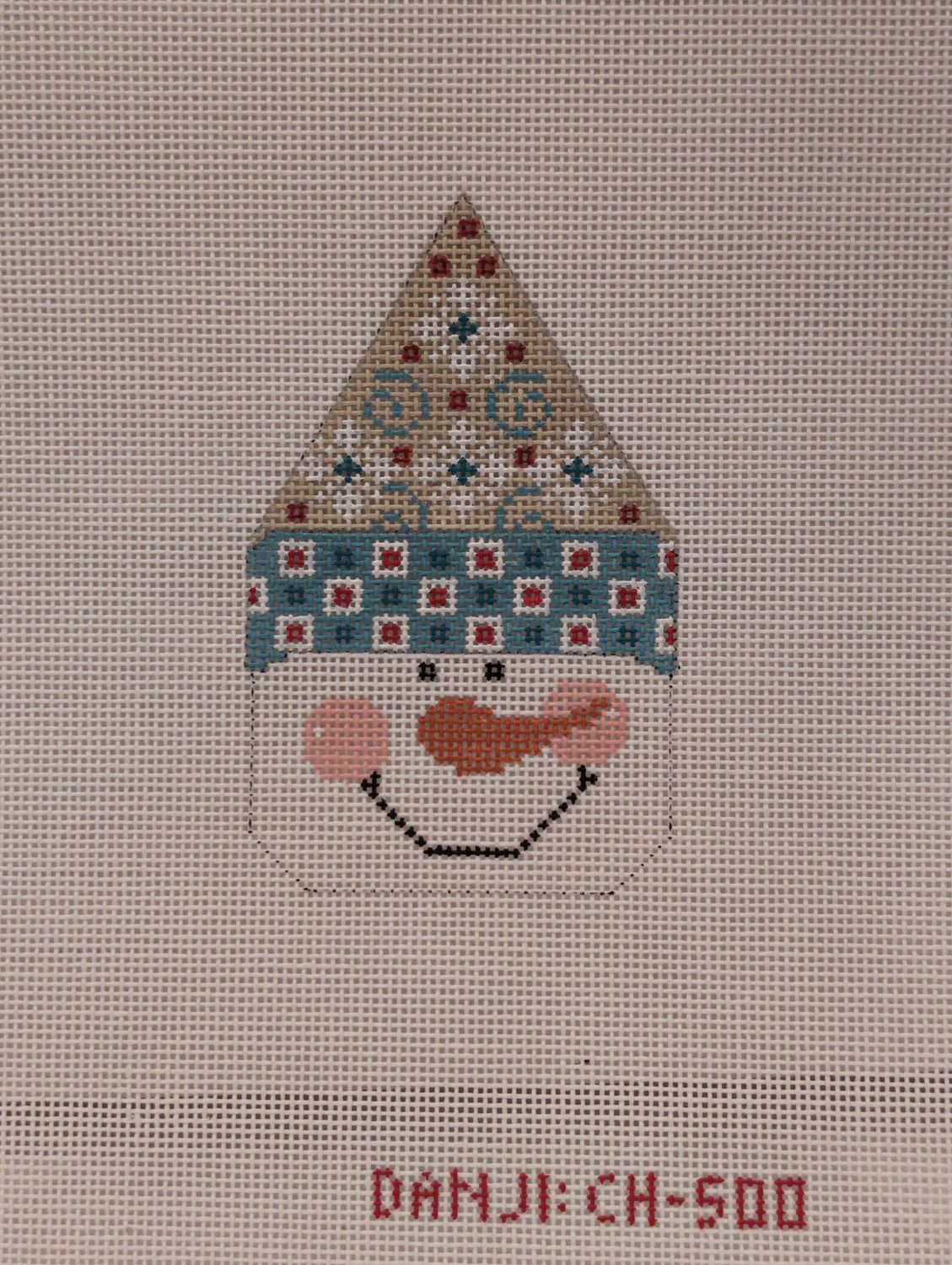 Snowman Face - Blue Hat with Swirls
