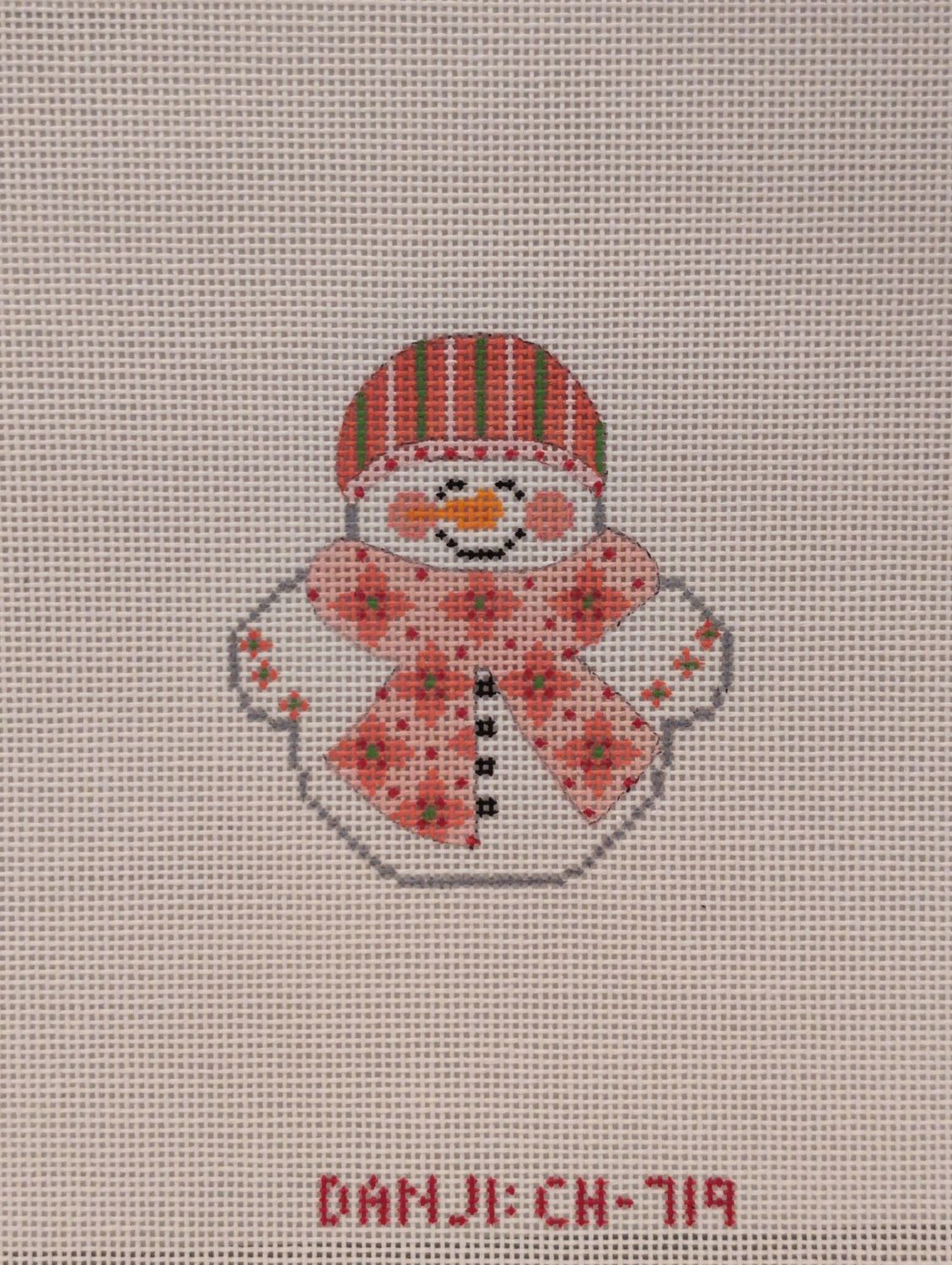 Snowman with Pink Flowered Scarf