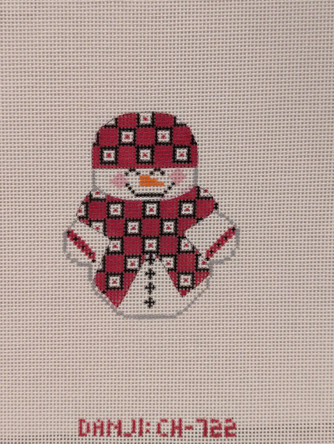 Snowman with Red and Black Squares Scarf