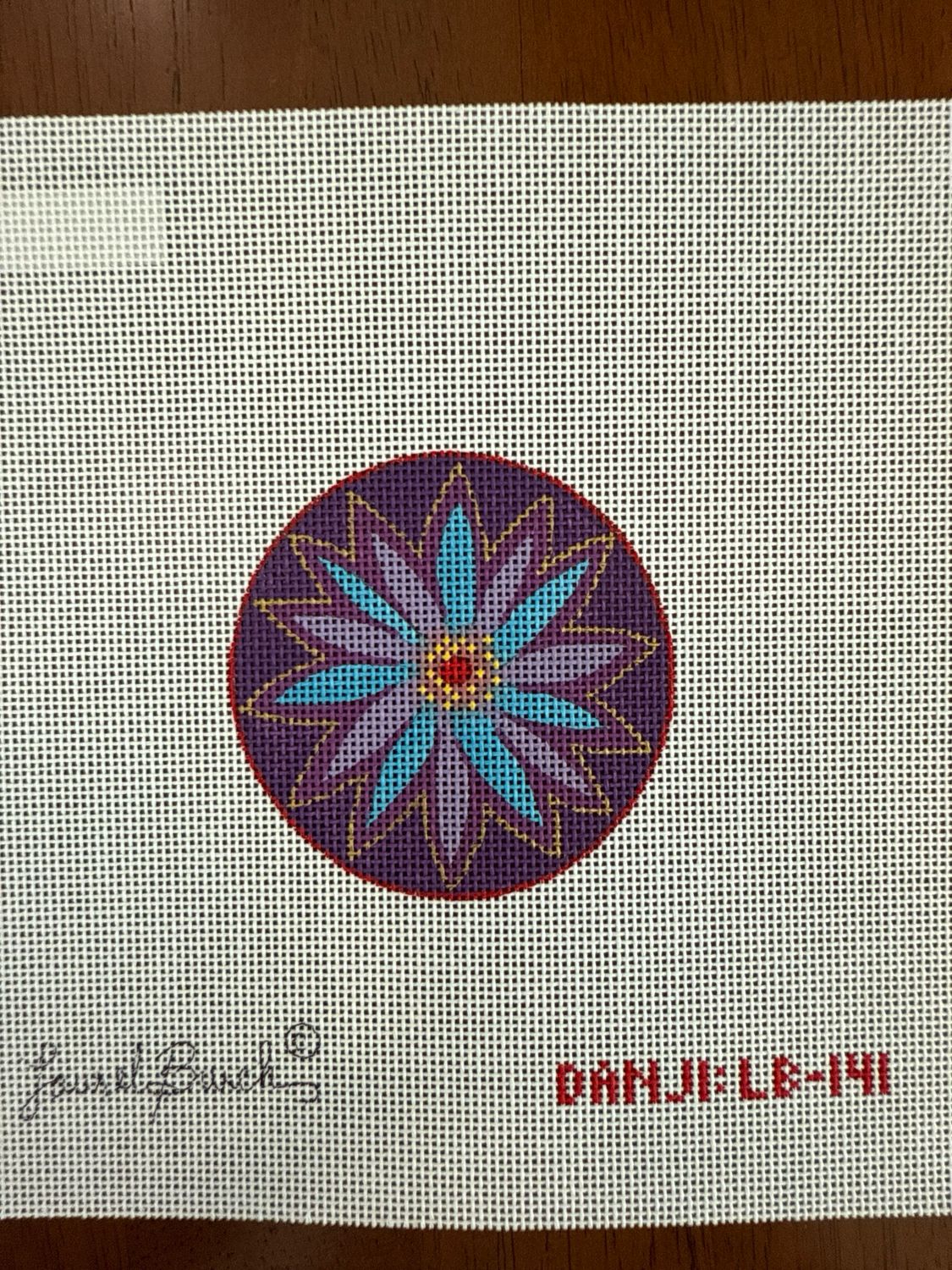 Floral Round - Blue - stitchguide available