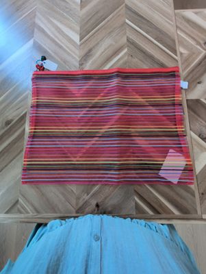Large Mesh Striped Bag Red