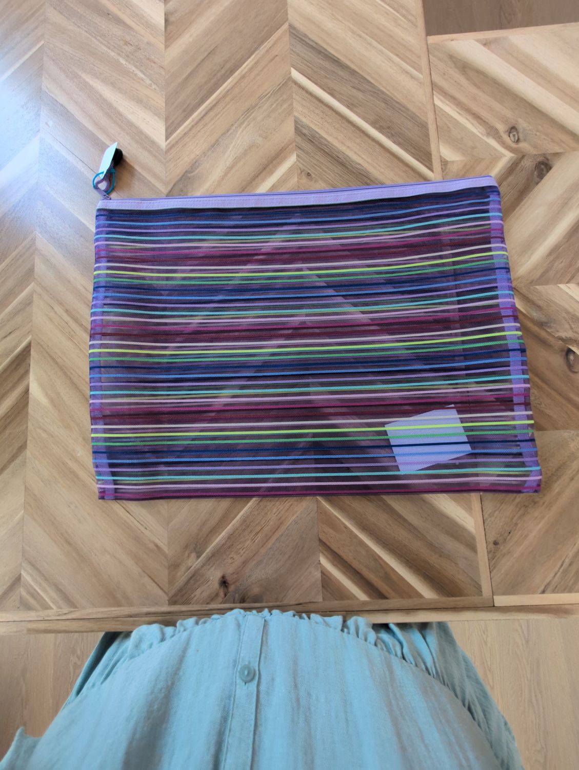 Large Mesh Striped Bag Purple