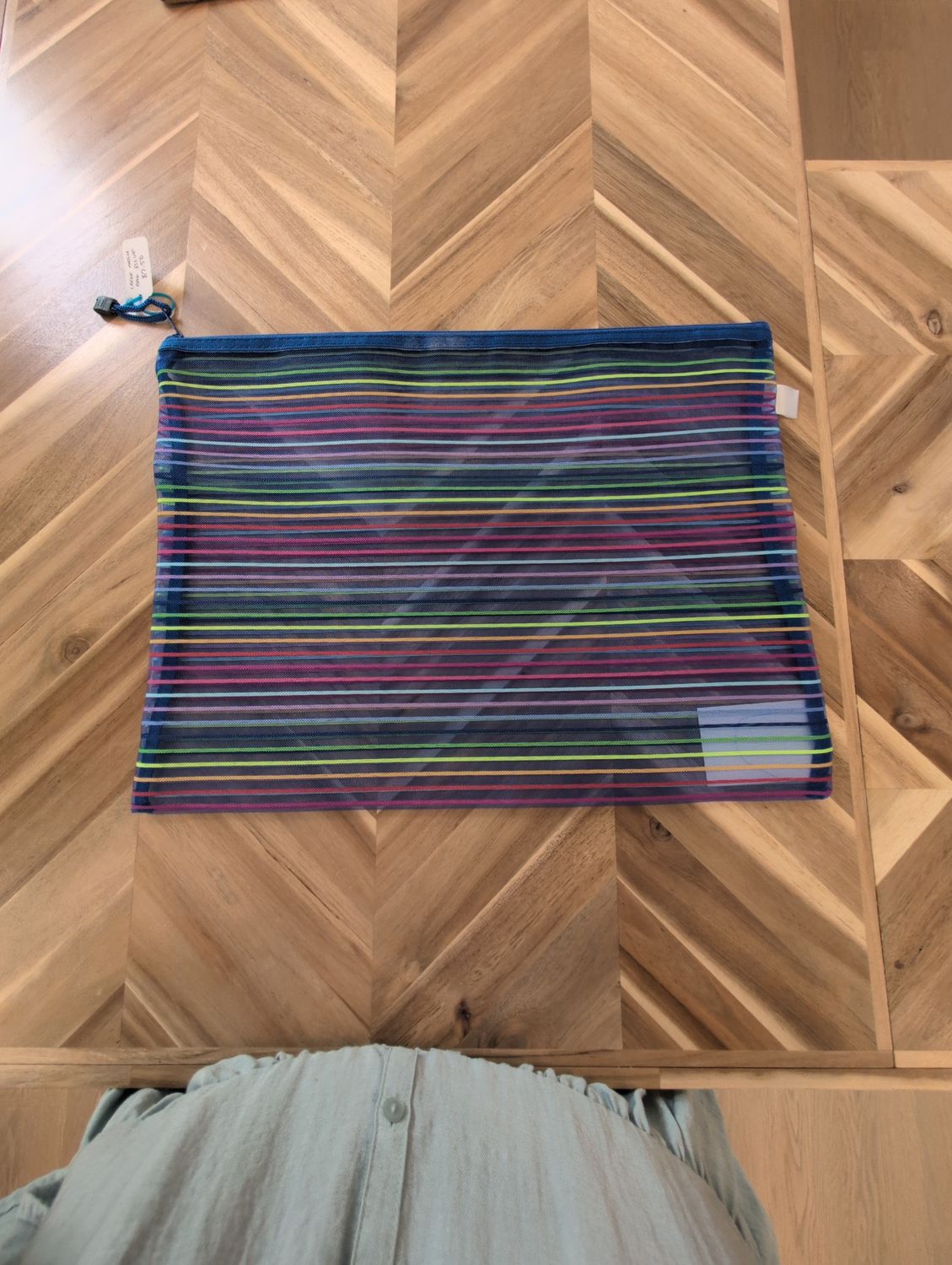 Large Mesh Striped Bag Blue