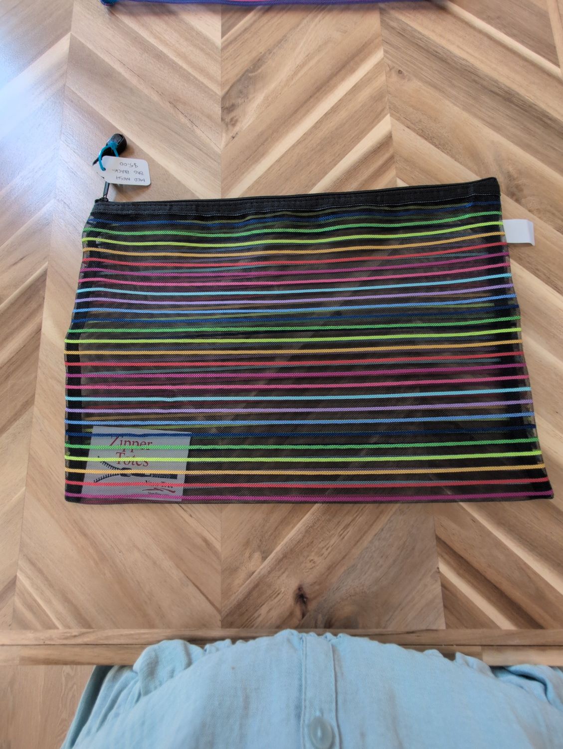 Medium Mesh Striped Bag Black