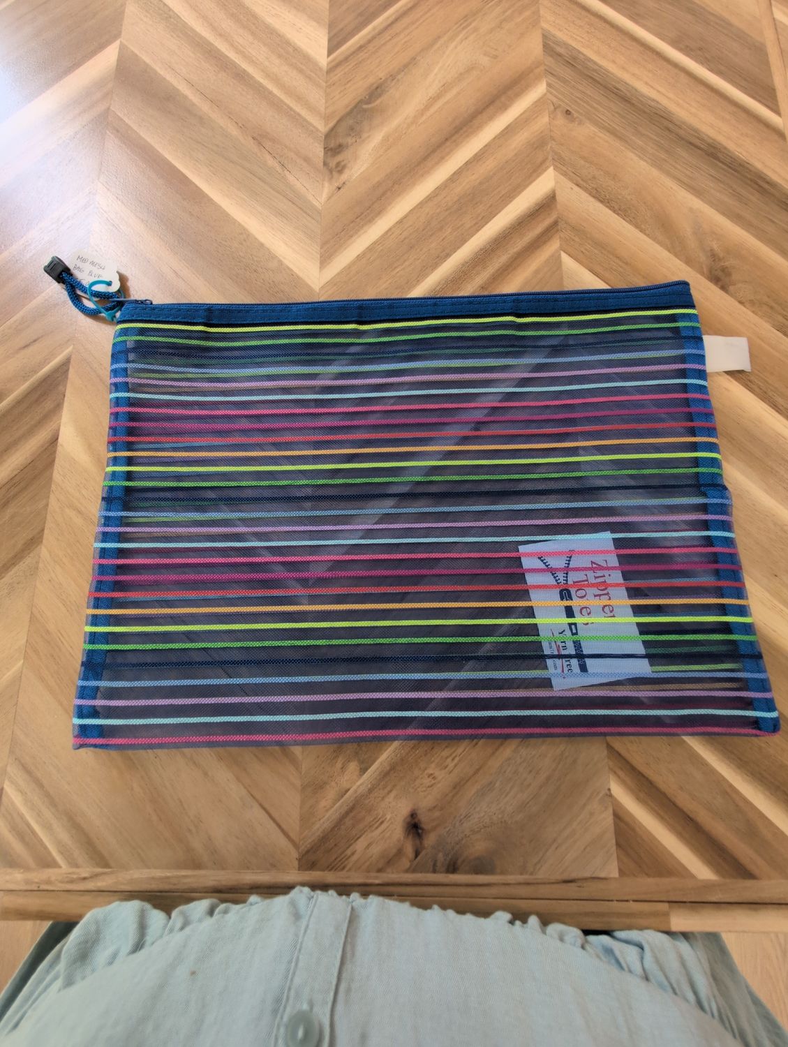 Medium Mesh Striped Bag Blue