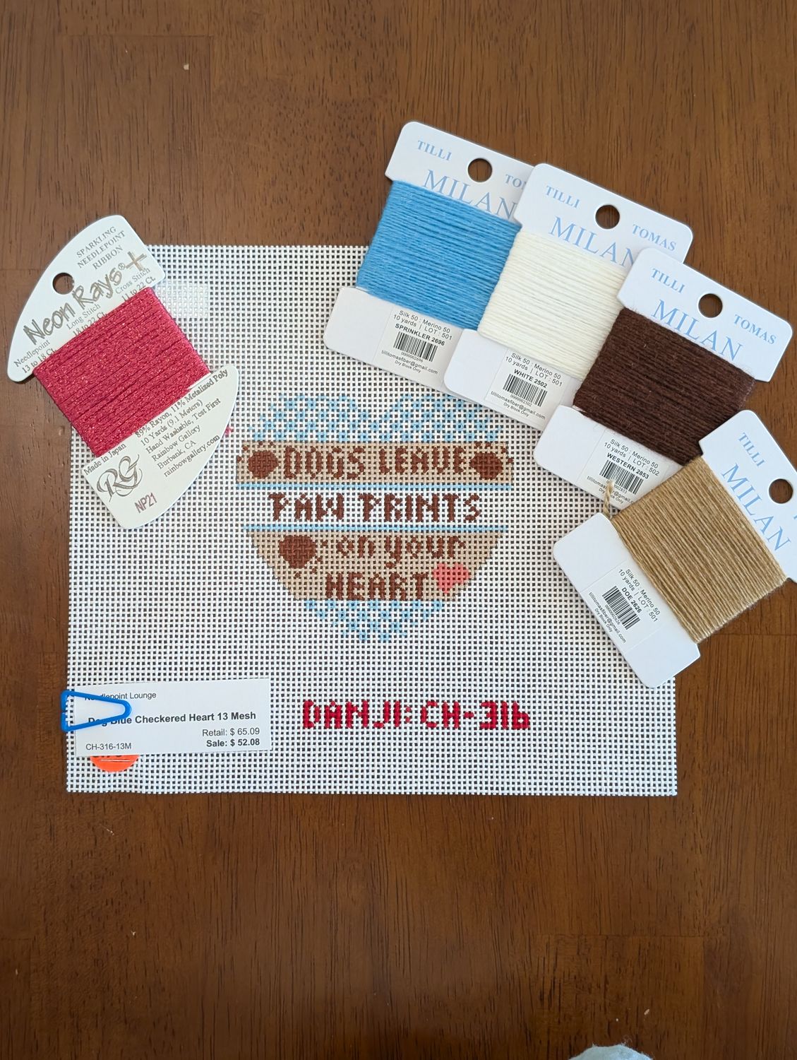 Dog Blue Checkered Heart 13 Mesh Kit