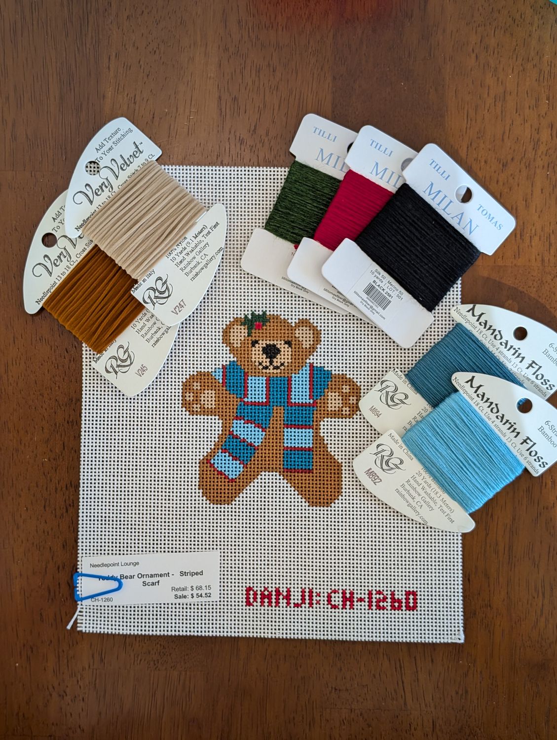 Teddy Bear Ornament -   Striped Scarf Kit