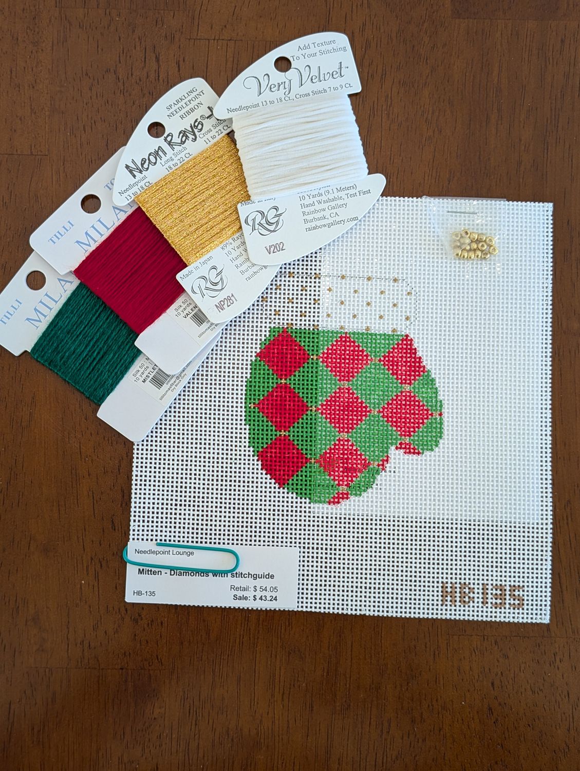 Mitten - Diamonds with stitchguide Kit