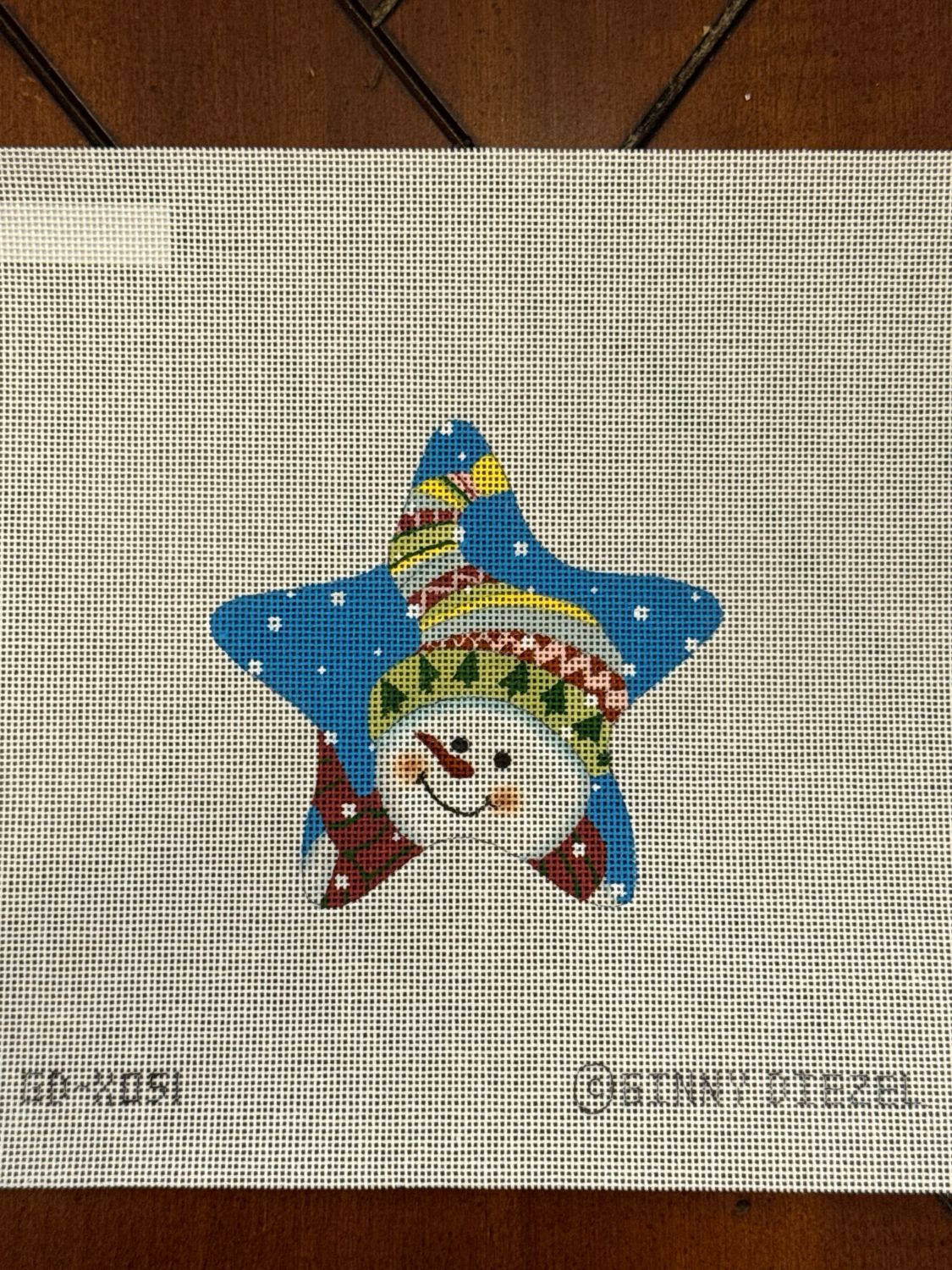 Star Snowman with Knitted Hat 4.5” 18M