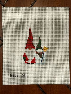 Gnome with Snowman Ornament
