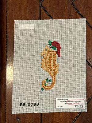 Christmas by the Sea - Seahorse with Santa Hat