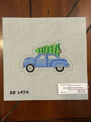 Blue Car with Tree Ornament