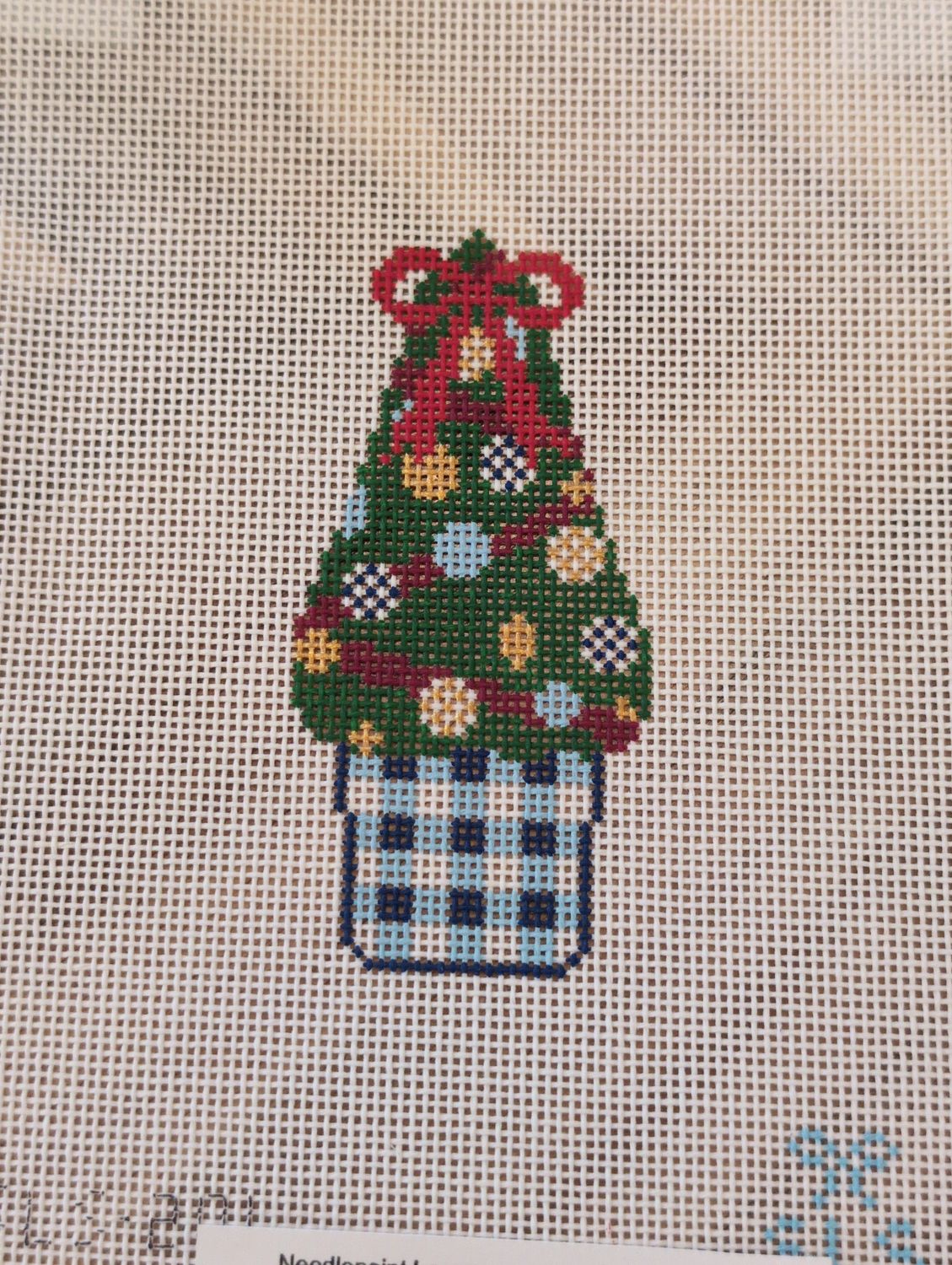 Gingham Planter Red Bow