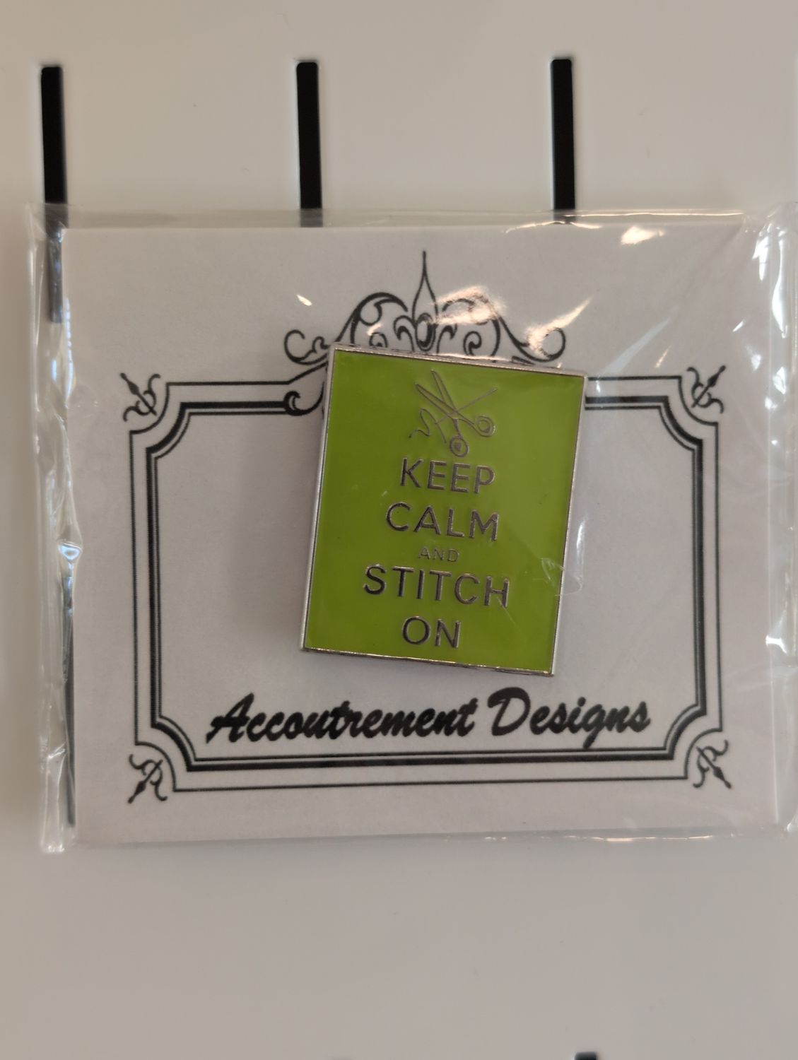 Keep Calm and Stitch On Lime Needle Minder