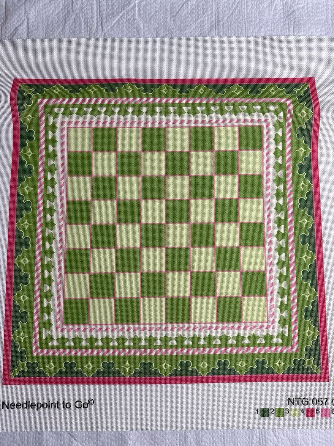 Chessboard Green and Pink Canvas