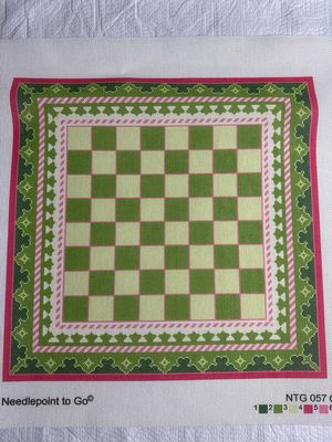 Chessboard Green and Pink Canvas