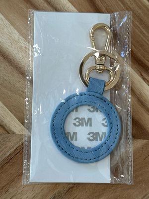 Leather Key Fob - Light Blue Round
