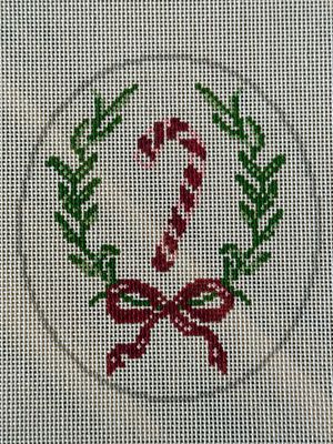 Candy Cane Oval Ornament