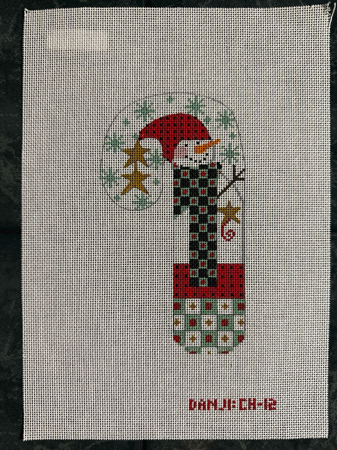 Snowman Checkered Candy Cane