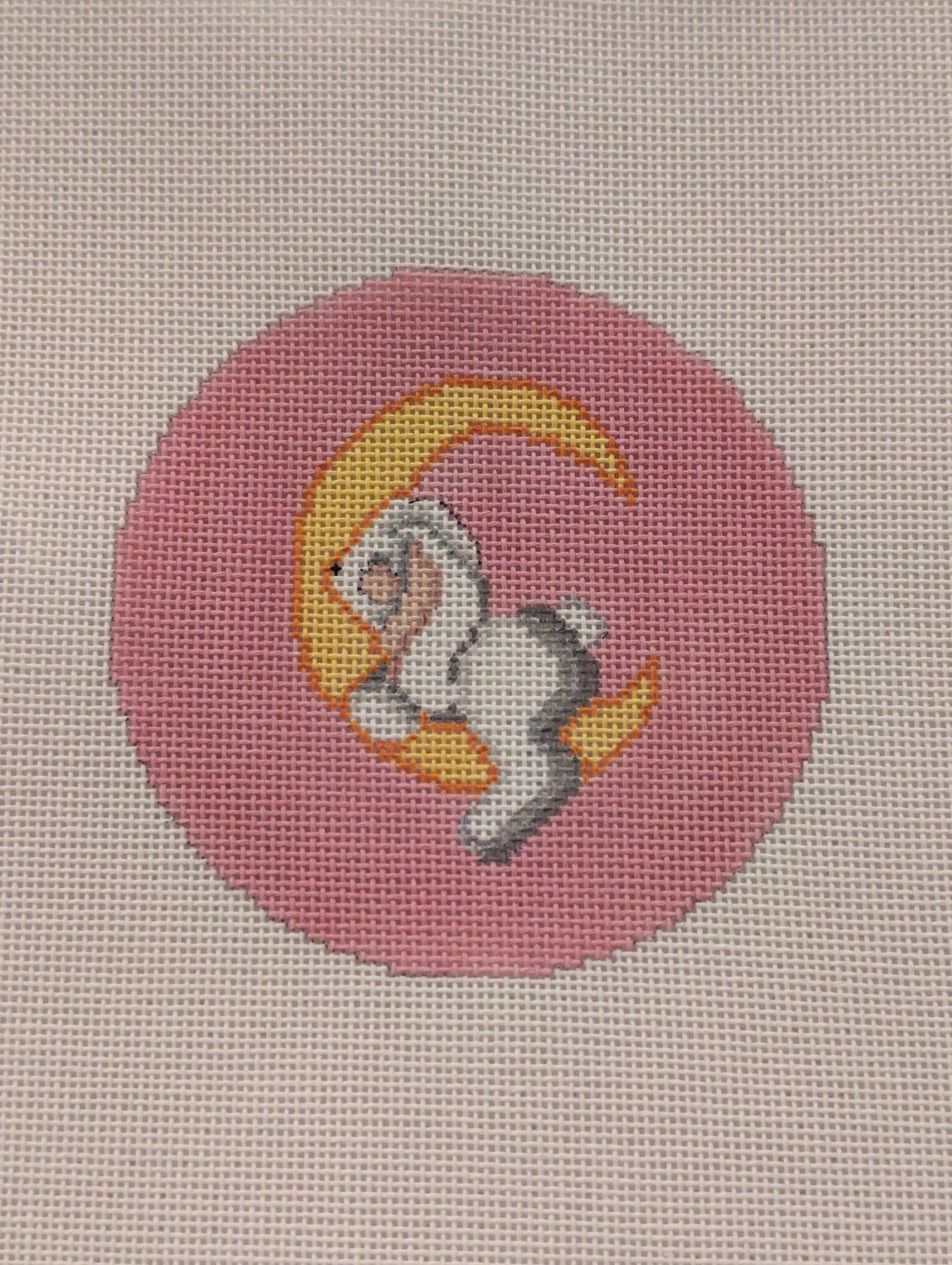 Girl Baby Bunny 4-inch Round