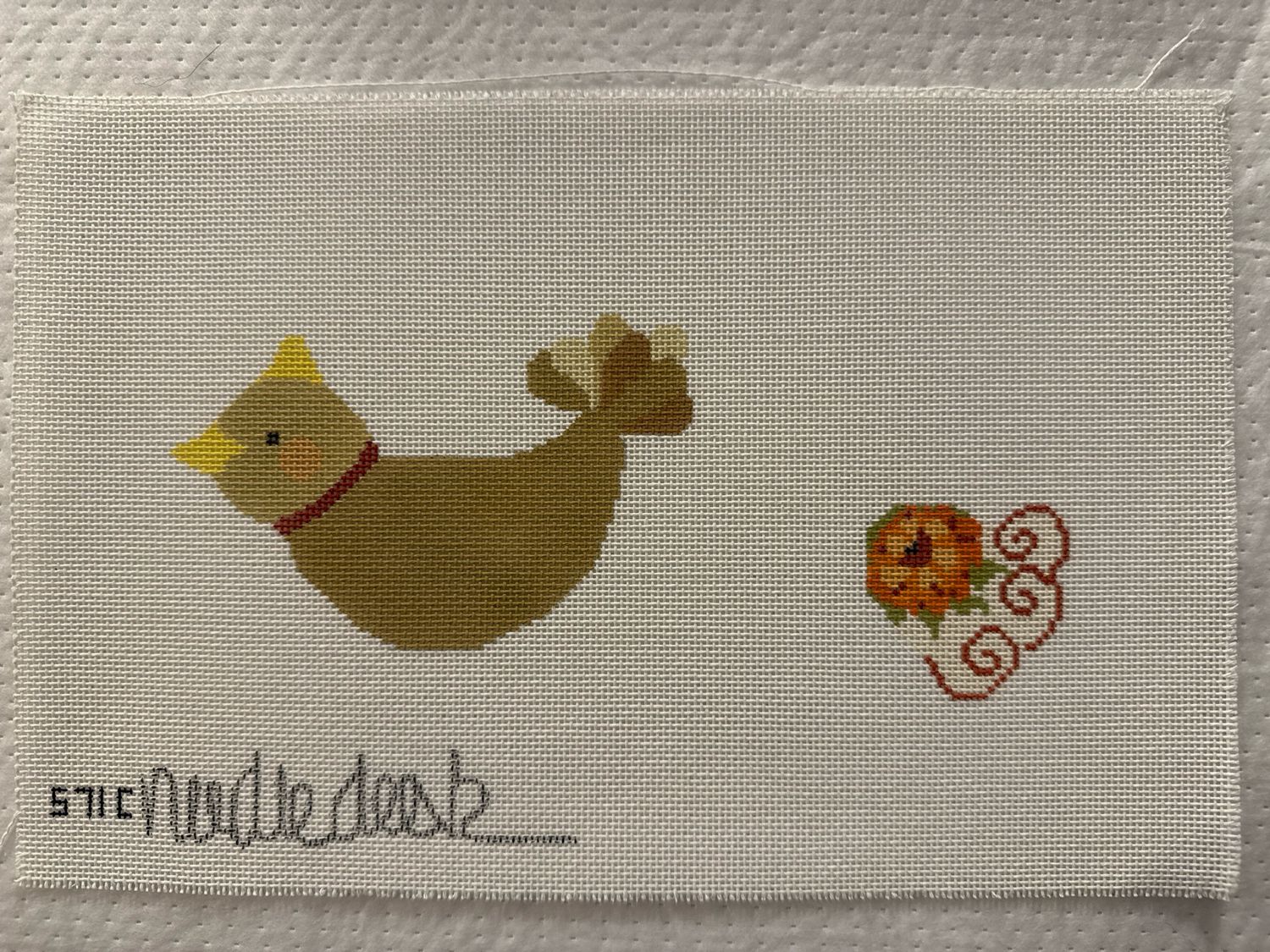 Brown Bird with Marigold